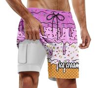 Short de Bain Homme pour fêtes d'été Piscine et Plage modèle Double Couche avec imprimé Design pour Un Port Confortable Lors des journées ensoleillées (Purple, L)
