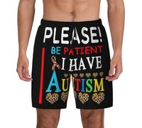 Short De Bain Homme Soyez Patient, Je suis Autiste. Séchage Rapide Surf Short De Plage Classics Herren Swim Shorts pour Vacance Piscine Eté M