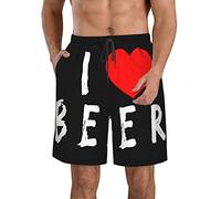 Short De Bain I Love Beer Short De Plage Cordon De Réglable Boardshort Casual Shorts pour Piscine Sport Natation XXL