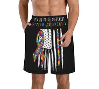 Short De Bain Il Est Normal D'Être Différent - Drapeau Américain De l'Autisme Homme Shorts De Plage Confortable,Doublure en Maille Swimming Shorts pour Été Plage Vacance M