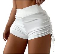 Short de bain imperméable taille haute pour femme - Short de bain basique gainant - Couverture complète - Maillot de bain de plage classique pour adolescentes et filles, blanc, L