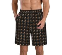 Short de bain léger et extensible pour homme Motif empreintes de pattes de chien, Blanc, M taille courte