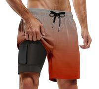 Short de Bain Longueur mi-Cuisse - Double épaisseur, dégradé de Couleurs, Taille Haute élastique, idéal pour la Plage#M