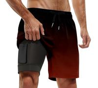 Short de Bain Longueur mi-Cuisse - Double épaisseur, dégradé de Couleurs, Taille Haute élastique, idéal pour la Plage#Z