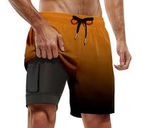 Short de Bain Longueur mi-Cuisse - Double épaisseur, dégradé de Couleurs, Taille Haute élastique, idéal pour la Plage#M