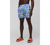 Short de bain mi-long à carreaux homme - bleu - S, bleu