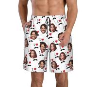 Short de Bain personnalisé, Personnalisable avec photos, texte, prénoms ou logos, Séchage rapide, Respirable, Légère, pour la natation d'été et les vêtements décontractés
