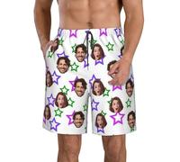Short de Bain personnalisé, Personnalisable avec photos, texte, prénoms ou logos, Séchage rapide, Respirable, Légère, pour la natation d'été et les vêtements décontractés