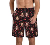 Short de Bain personnalisé, Personnalisable avec photos, texte, prénoms ou logos, Séchage rapide, Respirable, Légère, pour la natation d'été et les vêtements décontractés
