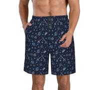 Short De Bain Play Hockey (3) Print Shorts Casual Court De Plage Cordon De Réglable Shorts De Bain pour Surf Voyage Sport M