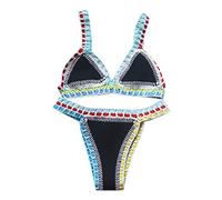 Short de bain pour filles pour la natation pour femme en tricot coquillage triangle Bralette Crochet Triangle Bikini Haut et bas Taille basse Maillot de bain Maillots de bain X Carve Pro, BK2., M