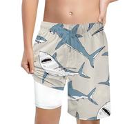 Short de bain pour garçon avec doublure de compression - Short de surf hawaïen taille haute 2 en 1 - Short d'été imprimé - Coupe droite - Maillot de bain d'été pour garçon, #01-33, 7-8 ans