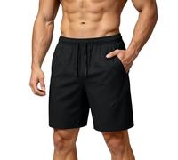 Short de bain pour homme à séchage rapide avec compression - Short de bain 2 en 1 - Léger et respirant - Short de loisirs - Short d'entraînement avec cordon de serrage élastique et poches, O Noir., XL