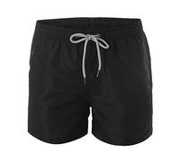 Short de bain pour homme à séchage rapide avec doublure et poches - Bermuda d'été et vacances - Short hawaïen ajusté - Boxer court surfeur, Noir , XL