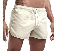 Short de bain pour homme - Boxer décontracté - Slip de piscine léger - Protection - Short de surf - Short de sport pour homme - Séchage rapide, beige, M