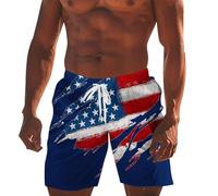 Short de bain pour homme - Imprimé drapeau américain - Cordon de serrage à la taille - Séchage rapide - Style décontracté et de plage pour un usage quotidien