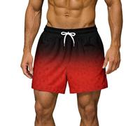 Short de bain pour homme - Motif léopard - Imprimé léopard - Short de plage - Séchage rapide - Avec cordon de serrage - Gym - Fitness - Entraînement - Short de sport pour la plage et le surf, O rouge