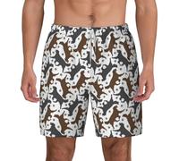 Short De Bain pour Homme Séchage Rapide, Empreinte De Patte De Flat Coated Retrievers Au Trot, Shorts De Sport Confortable Piscine Pantalon Court De Sport Natation, Vacance M