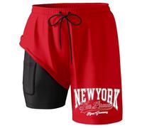 Short De Bain pour Homme, Short 2 en 1 Homme Short de Sport Polyvalent pour Course d'Été Fitness et Activités de Plein Air avec Poches Pratiques