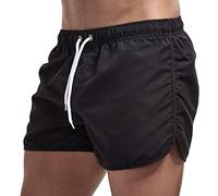 Short de bain pour homme - Short de bain d'été pour la plage, le surf - Séchage rapide - Pantalon de sport avec cordon de serrage - Coupe ample - Short de course - Short de fitness, Noir , M