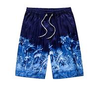 Short De Bain Pour Hommes De Sport Plage Short De Bain D'Été Hawaïen Surf Maillots De Piscine Avec Poches Respirant Pantalon De Plage Élastique Avec Cordon Réglable Boxer De Mer, bleu foncé, XL