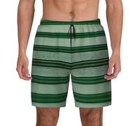 Short de bain rayé vert pour homme - Short de plage à séchage rapide avec poches pour la plage hawaïenne, noir, Large