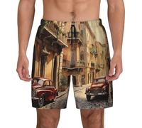 Short de bain respirant pour homme Motif rue italienne Pour la plage, le surf, la gym, la pêche