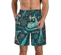 Short De Bain Sciences Et Laboratoires Scientifiques Verts Casual Short De Plage avec Poches Homme Shorts De Plage pour Natation Piscine Eté XL
