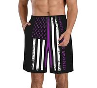 Short De Bain Stop Violence Flag Domestic Violence Awareness Shorts Séchage Rapide Shorts De Bain Respirant Boardshort pour Surf Sport Vacances XXL