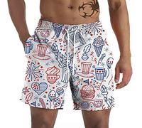 Short de bain tendance pour homme Short décontracté 3D 4 juillet Motif drapeau rétro Pantalon de plage Short cargo pour homme 5XL, noir foncé, 6XL
