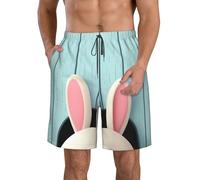 Short De Bain White Bunny Bottom and Easter Eggs Print Shorts Respirant Court De Plage Cordon De Réglable Boardshort pour Voyage Sport Vacances L