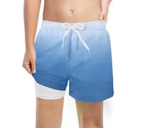 Short de Bains Garcons Imprimé Board Boxer Shorts Lastiques et Séchage Rapide avec Avant Tie Casual Surf Sport Bermuda pour Les Vacances d'Été