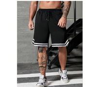 Short de basket pour hommes. Fabriqué en matériau fin, coupe ample et tissu en maille, ces shorts sont un excellent cadeau pour les pères et les petits amis.. Noir sport L,M,S,XL,XS,XXLRayéTissu trico