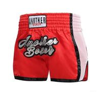 Short de boxe confortable pour entraînement MMA et Muay Thai, design unisexe avec taille élastique pour un confort amélioré pendant les entraînements (M rouge)