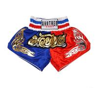 Short de boxe Muay Thai pour homme et femme Tissu respirant pour un combat confortable (XL Bleu + Rouge)
