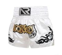 Short de Boxe Taille Élastique pour confortable M-XXL Short de(White L) | Coupe unisexe, idéal MMA et Muay Thai, design dynamique, confort total, pour hommes et femmes