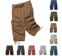 Short de combat cargo pour homme - Longueur 3/4 - Grand capri - Pantalon court court - Léger - Short de combat - Short de travail en plein air - Short d'escalade - Pantalon de marche d'été, Noir , M