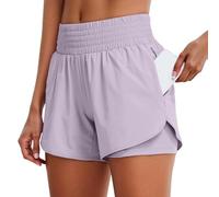 Short De Course 2 en 1 pour Femme avec Poche - Taille Haute Workout Cyclisme Pantalon Short De Sport Entraînement Yoga Jogging Running Shorts à Séchage Rapide Bermuda avec Doublure
