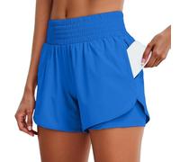 Short De Course 2 en 1 pour Femme avec Poche - Taille Haute Workout Cyclisme Pantalon Short De Sport Entraînement Yoga Jogging Running Shorts à Séchage Rapide Bermuda avec Doublure