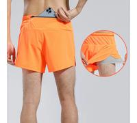 Short de course 2 en 1 pour hommes, short de sport, séchage rapide, professionnel, Marathon, entraînement, gymnastique, Fitness, Jogging, pantalon, sac de taille Orange