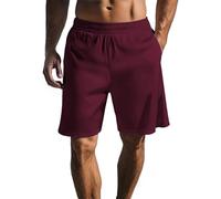 Short de Course Homme Confortable Respirant D'été Shorts Hommes Légers Élastique À La Taille De Sport Court Pantalon Avec Cordon De Court Poches Vacances Bermudes Gym Travail Gym Short Salopette, Vin