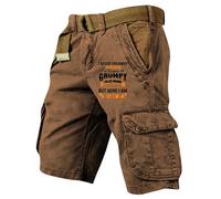 Short de Course Homme Tactique Casual Pantalon Travail Chantier Ceinture Cargo Coupe avec Multi-Poches Tenue Sport Jogging Outdoor 02-Marron XL