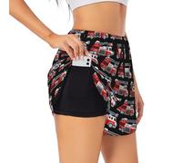 Short de course pour femme, camion de pompiers et de sauvetage, taille haute, short d'entraînement athlétique pour femme, noir, XX-Large