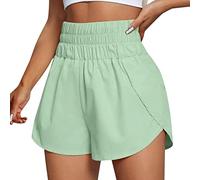 Short de Course Taille Haute pour Femme avec Doublure Séchage Rapide Poches zippées Short Course Pied pour Femme avec Poches zippées Taille Haute Séchage Rapide Sho rt d'été 2 en 1 pour femme