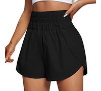 Short de Course Taille Haute pour Femme avec Doublure Séchage Rapide Poches zippées Short Course Pied pour Femme avec Poches zippées Taille Haute Séchage Rapide Sho rt d'été 2 en 1 pour femme
