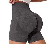 Short de cyclisme sans couture taille haute pour femme 2026, gris foncé, M