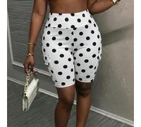 Short de cycliste à taille haute avec poches cargo latérales, à pois blancs et noirs, pour femme, style Y2K 70s Spicy Girl, extensible, décontracté, pour Halloween, rue, fête, vacances et Noël L,M,S,X
