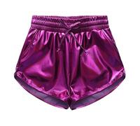 Short De Danse pour Fille Garçons Métallisés Brillant Pantalons Courts pour Été Taille Élastique avec Cordon De Serrage Shorts De Sport Enfants Ample Casual Respirant Respirant Hot Pant