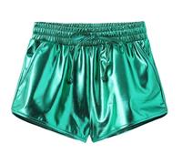 Short de danse pour fille - Short de plage - Paillettes - Élégant - Couleur unie - Avec cordon de serrage - Y2K - Hip Hop - Taille élastique - En cuir synthétique - Pour enfants et filles - Disco