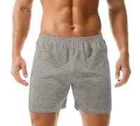 Short de détente pour homme en coton décontracté et respirant - Pantalon court uni doux et léger - Pantalon de nuit - Taille élastique, gris, M